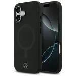 Mercedes Plain Smooth Leather MagSafe dėklas, skirtas iPhone 17, juodas