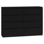 Komoda top e shop M8 140 CZERŃ &mdash; 8 stalčių, medžio drožlių plok&scaron;tė, 1380&times;400&times;970 mm, juoda