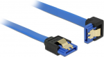Delock Kabel SATA 6 Gb/s Buchse gerade > SATA Buchse unten gewinkelt 50 cm blau mit Goldclips (85091)