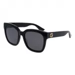 GUCCI GG0034SN-001 Moteri&scaron;ki kvadratiniai akiniai nuo saulės 54/20/140 mm juodas acetatas pilki nailoniniai lę&scaron;iai UV400