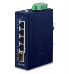 Nevaldomas Gigabit Ethernet jungiklis PLANET IGS-510TF &mdash; 4 x 10/100/1000 Mbps, 10 Gbit/s perjungimas, 9&ndash;48 V DC, montuojamas ant sienos