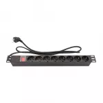 Good Connections Steckdosenleiste 19 - 1HE - Schutzkontakt-Stecker an 8x Schutzkontakt-Buchse - mit Schalter - Kinderschutz - Kunststoffprofil - schwa