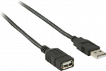 Nedis USB-Kabel | USB 2.0 | USB-A Stecker | USB-A Buchse - 480 Mbps | Vernickelt | 2.00 m | Rund | PVC | Schwarz | Box
