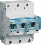 Hager HTN363E. Anzahl der Pole: 3P, Produktfarbe: Blau, Grau, Spulenspannung: 690 V. AC Eingangsspannung: 230/400 V, Nominale Stromabgabe: 63 A. Breite: 81 mm, H&ouml;he: 110 mm (HTN363E)