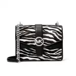 Michael Kors Moteri&scaron;kas Crossbody krep&scaron;ys 35S5SGRC1HBLA &ndash; juoda Saffiano oda su aukso spalvos detalėmis (20x16x6 cm)