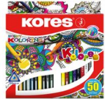 Kores Dreikant-Buntstifte Hobby Koloring, 50er Karton-Etui weiche Mine f&uuml;r einfaches Malen, hoch-pigmentierte Farben, - 1 St&uuml;ck (BB93350)
