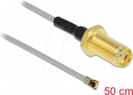 DeLOCK - Antennenkabel - SMA (W) bis MHF4 (M) - 50cm - Koax - Grau (90399)