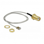 DELOCK Antennenkabel RP-SMA Buchse zum Einbau zu MHF I LK Stecker 1.13 20 cm Gewindelnge 10 mm spritzwassergeschtzt