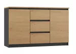 Komoda Topeshop 2D3S ANT/ART BA KPL &ndash; antracitas ir ąžuolas, 3 stalčiai