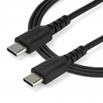 StarTech.com 1m USB-C Ladekabel - Langlebiges USB 2.0 Typ C zu USB C Daten&uuml;bertragungs-/Schnellladekabel - TPE Mantel Aramidfaser M/M 60W Schwarz - Samsung S10 S20 iPad Pro MS Surface (RUSB2AC1MB) - USB-Kabel - USB-C (M) gerade zu USB-C (M) gerade -  ...
