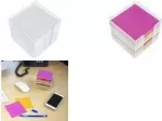 KANGARO K-6301 permatoma bloknotų dėžutė, su 700 įvairiaspalviais lapeliais, plastikinė su rankena