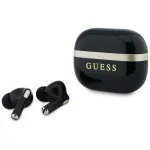 Guess Glossy Gold LinePrinted Classic Logo TWS ausinės, juodos spalvos