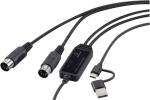 Renkforce RF-6439636 USB, MIDI Adapter [2x DIN-Stecker 5pol. - 1x USB-C&reg;, USB-A] Schwarz 2 m (RF-6439636)