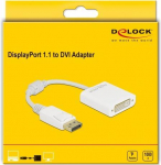 Delock - Videoadapter - DisplayPort (M) eingerastet bis DVI-I (W) schraubbar - DisplayPort 1,1 - 15cm - Passiv, 1080p-Unterst&uuml;tzung, 60 Hz - wei&szlig; (61010)