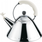 ALESSI 9093 W Edelstahl-Wasserkocher f&uuml;r Induktion 2 Liter mit singender Vogelpfeife