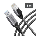Goobay AXAGON ADE-AM30 USB-A Gigabit Ethernet tinklo adapteris su integruotu 3 m CAT6 kabeliu, RJ-45