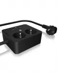 ICY BOX IB-MPS2220B-CH maitinimo ilgintuvas 1,9 m 2 AC lizdai Juodas