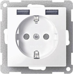 MERTEN MEG2366-0319 Schuko Steckdose mit USB Ladeger&auml;t TPb Polarwei&szlig; System M