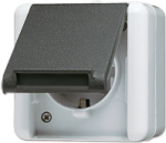 JUNG 820 W - CEE 7/3 - Schwarz - Wei&szlig; - Thermoplast - IP44 - 250 V - 16 A