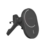 PURO Power Mag Holder automobilinis laikiklis su Qi2 įkrovikliu, suderinamas su MagSafe, juodas