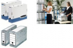 Fellowes Archiv-Schachtel R-Kive PRIMA, wei&szlig;-blau (B)100 mm aus 100% recycelter Karton, zu 100% wiederverwertbar (0026501)