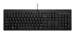 Pilno dydžio laidinė klaviatūra HP 125 &ndash; USB, 1,8 m laidas, juoda