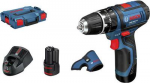 Bosch GSB 12V-15 Professional - Bohrhammer/Treiber - schnurlos - 2 Geschwindigkeiten - Bohrfutterschl&uuml;ssel 10 mm - 30 N&middot;m - 2 Akkus - 12 V (06019B690G)