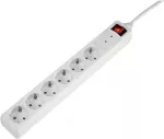 Sygonix SY-5044446 apsauginis ilgintuvas nuo įtampos &scaron;uolių, baltas, 6 lizdai, 1,5 m laidas