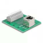 Delock RJ45 lizdas į gnybtų bloką su mygtuku DIN bėgiui, kampuotas (66993)