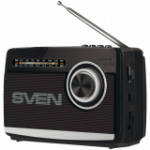 Speaker SVEN SRP-155, black (3W, Bluetooth, FM/AM/SW, USB, microSD, flashlight, battery)