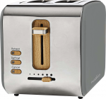 NEDIS N KABT510EGY - Toaster, 2 breite &Ouml;ffnung, Soft-Touch, grau (KABT510EGY)