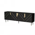 Komoda cama meble Cama 4D MOUNTAIN 204x40x72 cm juoda/auksinė, MDF/medžio drožlių plok&scaron;tė