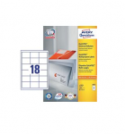 Avery - Selbstklebende Etiketten - wei&szlig; - 64 x 45 mm - 1800 Stck. (100 Bogen x 18) (3671)
