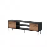 TV spintelė Cama Meble EF CORTINA 180&times;40&times;60 cm, juodas vir&scaron;us, rie&scaron;utmedžio spalvos rėmas