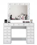 Makiažo stalas Kalune Design BJ119 - 2895 Baltas su LED veidrodžiu