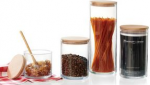 Ritzenhoff & Breker Vorratsglas FAIA, rund, 0,6 l aus Glas, zylindrisch, Buchenholzdeckel mit Silikon - 3 St&uuml;ck (815412)