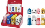 FABER-CASTELL Radierer-Spitzer-Kombi Faces, im Display Einfachspitzdose f&uuml;r Blei- und Farbstifte, geeignet f&uuml;r alle - 12 St&uuml;ck (583513)