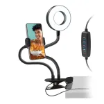 SBS Swivel LED Ring Table Clip 10 cm 3 Light Modes Black