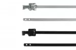 HellermannTyton MLT24SSC10 atsegama nerūdijančio plieno kabelių ri&scaron;ė poliesterio danga, juoda, 610 x 7,9 mm, 50 vnt. 111-00149