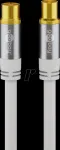 Goobay TV antenos kabelis (135 dB tipas), 4x ekranuotas, 10 m, baltas - auksuotas, Koax lizdas > Coax ki&scaron;tukas (70325)