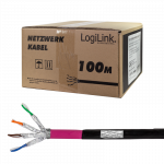 Logilink Professional - Bulkkabel - 100 m - S/FTP -Cat.7 Rohkabel - halogenfrei, im Freien, Gigabit Ethernet Support, direct burial - Schwarz (CPV0082)