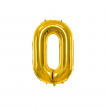 Folinis balionas  "0" auksinis, 86 cm