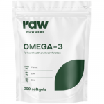 Žuvų taukai RAW POWDERS OMEGA-3, 200 kaps. (-35% perkant 2 vnt.)