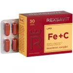 Geležis + vitaminas C REXSAVIT LIPO FE+C, 30 kaps.
