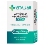 Arti&scaron;okas + Margainis ELEVITA VITA-LAB DETOX, 30 tablečių (-50% perkant 2 vnt.)