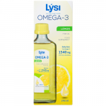 Žuvų taukai LYSI OMEGA-3 (citrinų skonio), 220 g (-30% perkant 2 vnt.)