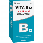Vitaminas B12 1 mg + folio rūg&scaron;tis 400 mcg VITA, 30 pastilių (Dabar -20%)