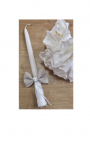 Krik&scaron;to balta žvakė su lininiu kaspinėliu 30 cm (3)