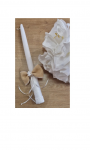 Krik&scaron;to balta žvakė su lininiu kaspinėliu 30 cm (5)
