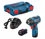 Akumuliatorinio smūginio suktuvo Bosch GDR 12V-110 rinkinys, 12 V, 2 x 3,0 Ah, įkroviklis + lagaminas